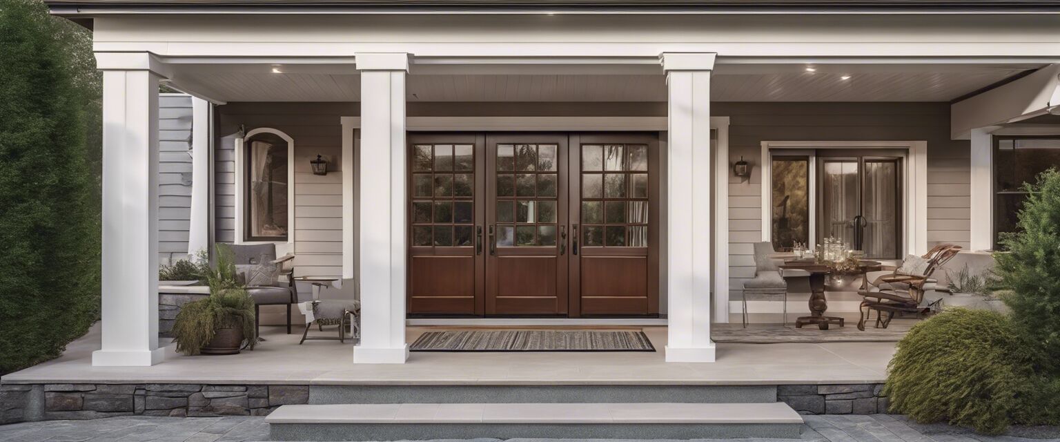 Exterior door with awnings