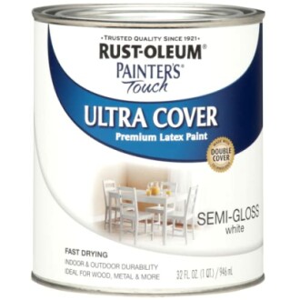 Rust-Oleum Painter's Touch Ultra Cover white semi-gloss paint can