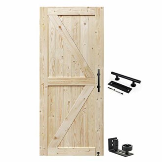 Wooden barn door with hardware set.