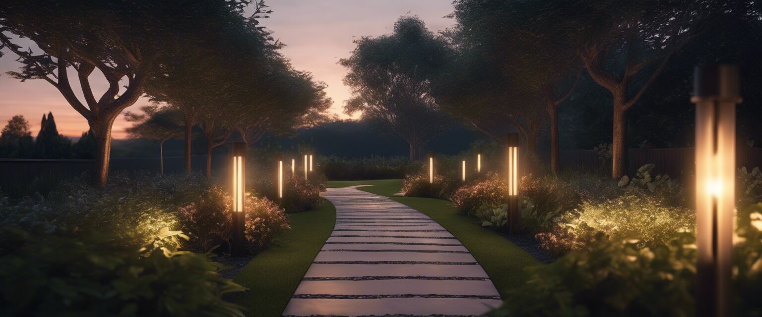 Path lights in garden